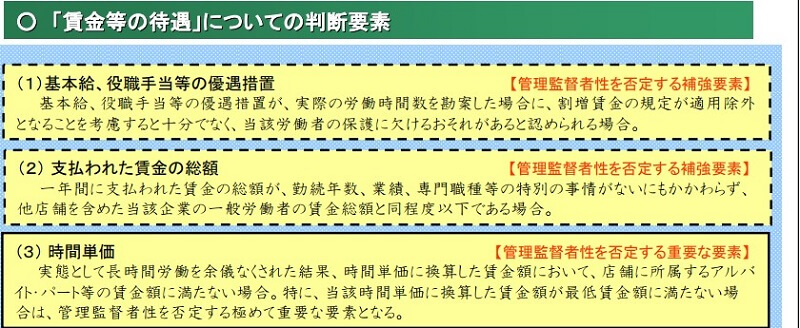 賃金等の待遇についての判断要素